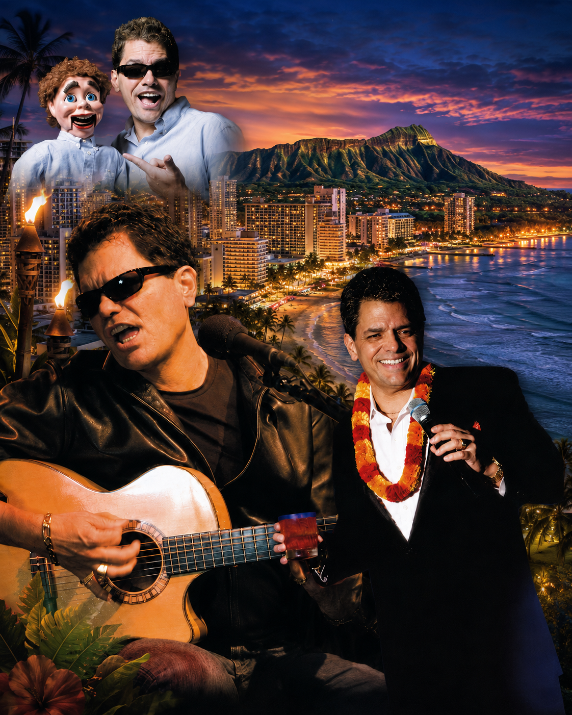 Junior Kekuewa Jr. performing music, comedy, and live entertainment in Waikīkī