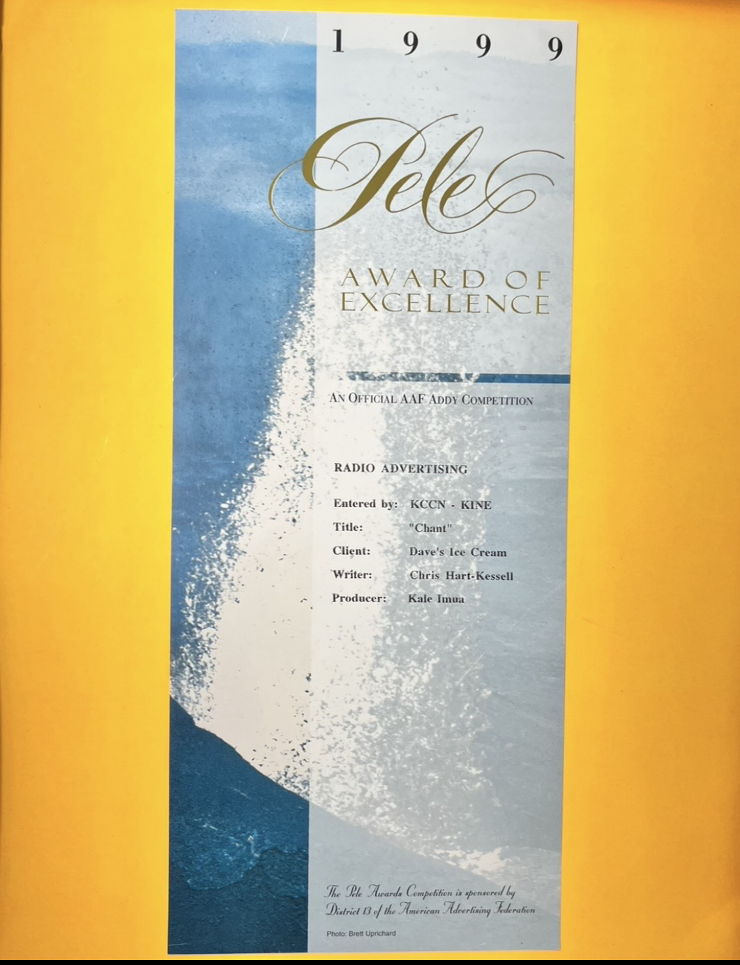 Junior Kekuewa Jr.’s 1999 Pele Award of Excellence